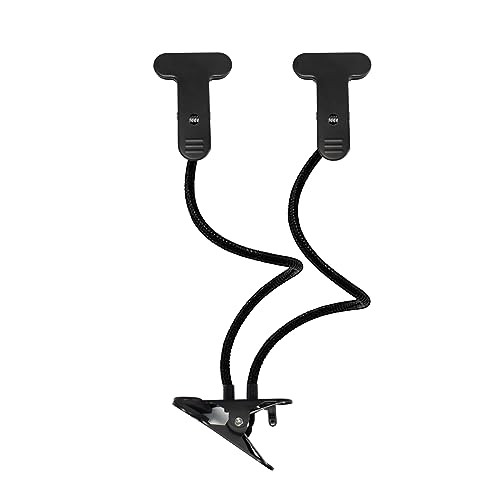 Black Metal Double-Ended Clamp with Flexible Hose, Metal Clip with Powerful Spring and Non-Slip Foam Pad, Ideal for Clamping Items up to 2 Inch Thick