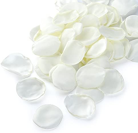 Neaticoo Artificial Ivory White Rose Petals 300pcs Reusable Silk Rose Petals Separated Flower Petals for Wedding Flower Girl Basket Table Centerpieces Anniversary Party Dinner Table Decoration (Ivory)