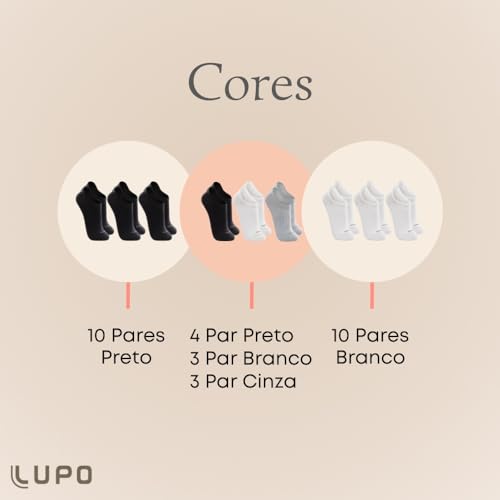 Kit 10 Pares De Meias Lupo Soquete Invisível Sport Original 3270 Oferta