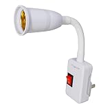 Yogcow E27/E26 Plug in Light Bulb Socket Adapter Extender with On/Off Switch, Outlet to Socket Adapter Extension, White