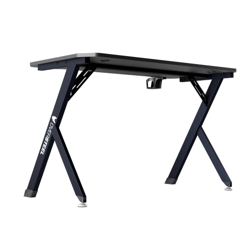 Vitallium Tavolo da gioco 120x60x75 cm, superficie in fibra di carbonio, ergonomico, supporto per tazze e cuffie, scrivania per computer, nero - Scrivania Gaming - Immagine 4