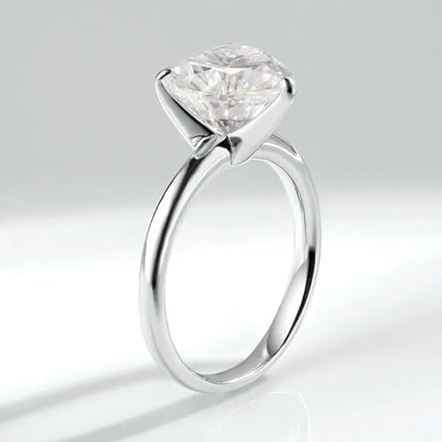 PURVIKA JEWELS 4Ct Heart Cut Lab Created Diamond Solitaire Engagement Ring, 14k White Gold Finish