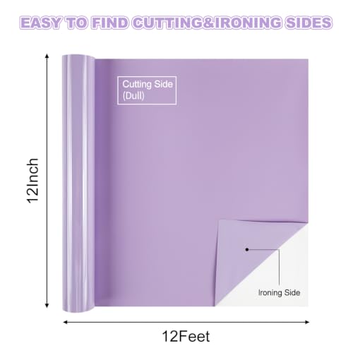 Image of guangyintong Heat Transfer Vinyl, PU Light Purple Iron on Vinyl 12 inch x 8ft