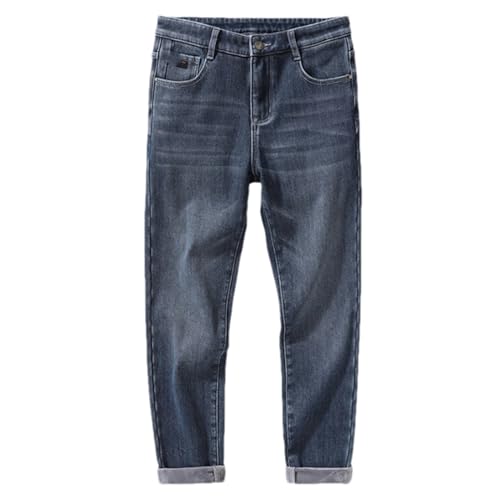 Jean d'hiver homme épais et chaud en denim stretch coupe ajustée