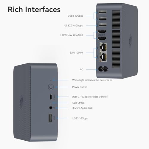 Image of Beelink EQi12 Ai Mini PC, Intel 12th Core 1220P(10C /12T, Up to 4.4GHz), Copilot Mini Computer 16G DDR4 RAM 500GB NVMe PCIE4.0 SSD, Built-in PSU 4K@60Hz Dual Display HDMI2.1 /WiFi6 /BT5.2 /1000Mbp