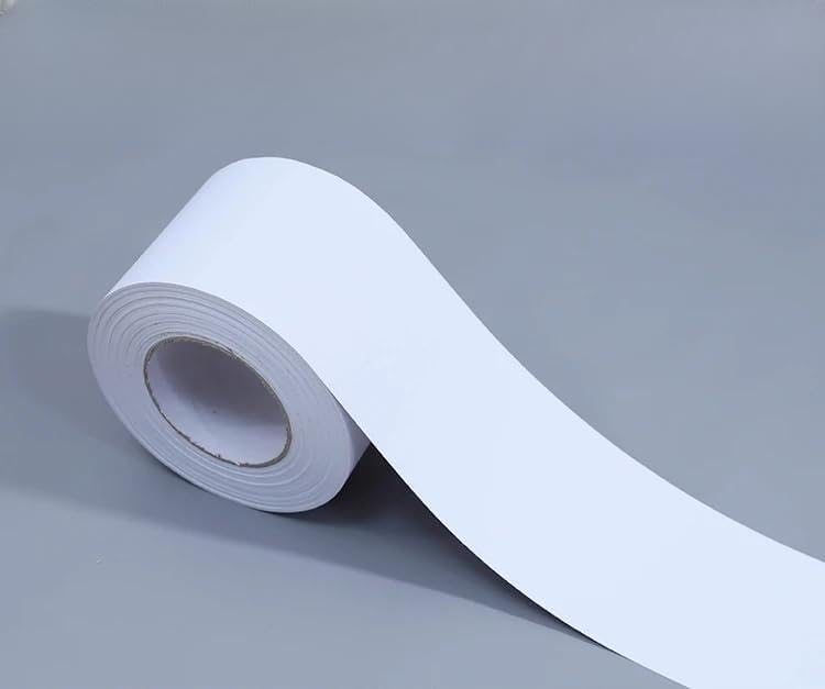Wallpaper Borders, 10M Waterproof Waist Lines Wallpaper Self Adhesive Skirting Line Baseboard Bathroom Living Room Kitchen Cabinet Wall Decoration(White Matte,5cm-Wide 10M)