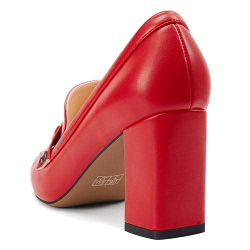 Castamere Mid Block Heels for Women Close Square Toe Slip-on Loafers Metal Buckle Office Casual Pumps 3.2 Inches Shoes4