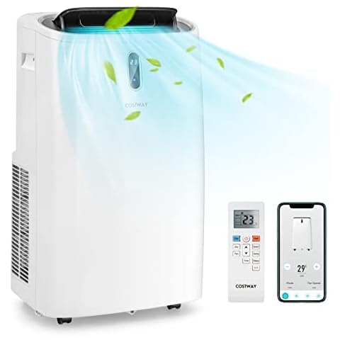 COSTWAY Portable Air Conditioner, 12000 BTU 4 in 1 AC with WiFi Control Cover