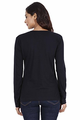 Image of FLEXIMAA Women's Cotton Plain V Neck Full Sleeve T-Shirt