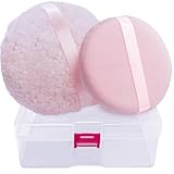 Bafutayawa Puderquaste Groß mit Box 2 Stück Set Puder Puff für Körperpuder Fluffig und Weich Puderdose mit Quaste Rosa Körperquaste für Damen