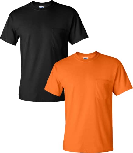 T-shirt en coton pour adulte à poche pour éviter la transpiration pack de 2 pièces Gildan M noir orange