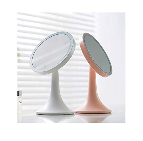 Preisvergleich Produktbild LED-Kosmetikspiegel, lichtdurchfluteter Schreibtisch-Kosmetikspiegel, klappbarer kleiner Spiegel 5015 weiß