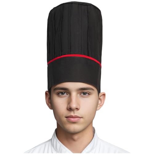 Hyzrz Black Tall Chef Hat Adult Adjustable Elastic Baker Kitchen Cooking Grill BBQ Chef Cap for Men Women Fathers Day Mothers Day Birthday