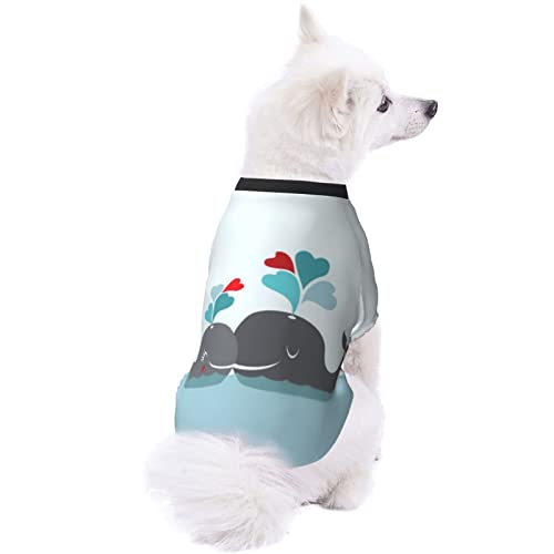 UIZTFUVCO Romantic Lover Whales in Ocean Dog Clothes, Cute Dog Pajamas, Dog Shirt for Small Medium Dogs Cats