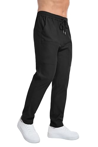 Mens Cargo Pants Comfy Work Casual Pant Relaxed Fit Stretchy Drawstring Pants with Pockets2
