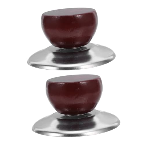 Toyvian 2個鍋蓋ノブ 木製ハンドル 耐熱性ユニバーサル鍋蓋交換用持ち手 快適なグリップと堅牢設計 キッチン調理器具修理アクセサリー