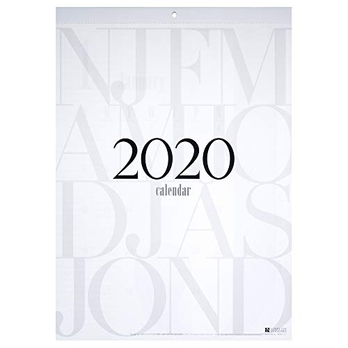 2020年壁掛けカレンダー B3 シンプル＆スタイリッシュデザイン タイポグラフィ
