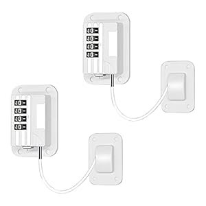 NAVESO Lucchetto per Frigorifero Bambini, 2 Pezzi Blocco Frigorifero Senza Chiave, Bambini Blocco Armadio per Frigoriferi Lavatrici Armadi Guardaroba Servizi Igienici Finestre, Bianco