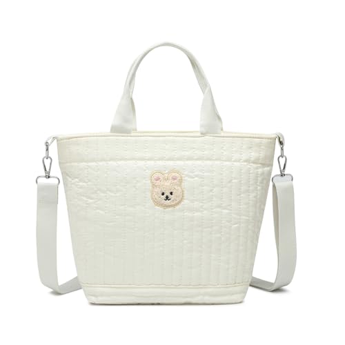 Small Diaper Bag Tote, Crossbody Diaper Bag Mini Purse with 2 Pockets, Travel Baby Bag for boys & Girls, Insulated Pockets, Off white