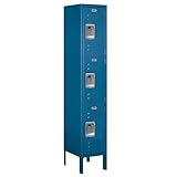Salsbury Industries 63152BL-U Triple Tier 12-Inch Wide 5-Feet High 12-Inch Deep Unassembled Standard Metal Locker, Blue