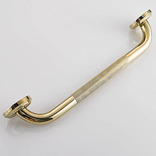 Impeu Textured Shower Grab Bar, 24-Inch Bathroom Support Rail, Stylish Bathtube Anti-Slip Safety Armrest Hand Rail, Polished Gold Finish, Good For Senior, Kids, Elderly #TOP4
