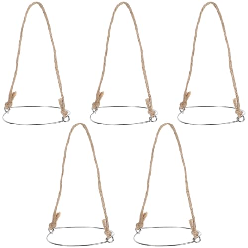 SOIMISS 5 piezas Mango de Alambre y Cuerda de Yute para Tarros de Conservas Asas Resistentes para Frascos de Vidrio de Boca Ancha Soportes Colgantes para Luz Solar y Uso Exterior
