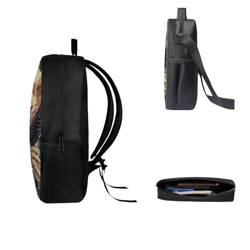 Bearded Dragon Lizards Backpack Student Bookbag for Girls Boys 3 Piece Kids Casual Travel Backpack with Lunchbox Pencil Case4