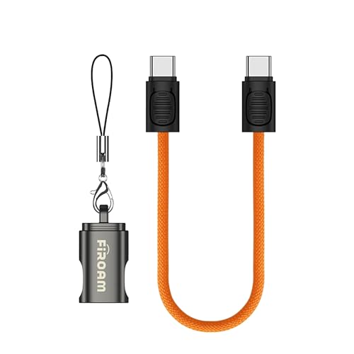FiRoam PowerPal USB-C Cable, 60W Fast Charging, 0.65ft Keychain Design,