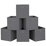 SONGMICS RFB02G-3 Storage Boxes, Set of 6, Fabric Boxes, Folding Boxes Made of Non-Woven Fabric, Cubes Storage Baskets for Toys and Clothes, Grey, 30 x 30 x 30 cm