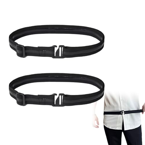 2 Stück Hemdhalter Herren, Hosengürtel Halten Hemden Unsichtbar Elastischer Gürtel Men Shirt Stays Elastisches Pulloverband Unsichtbarer Damengürtel mit Flacher Schnalle Rutschfest Verstellbar