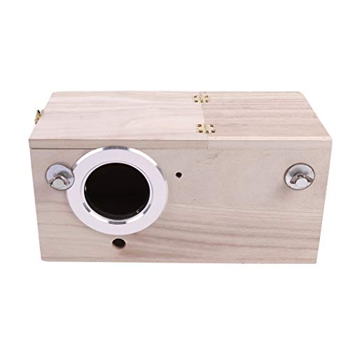 Hand Crafted Large Parakeet Nest Box; Budgie Nesting Bird House with Natural Coconut Fiber Nesting Material; Natural… - Image 6