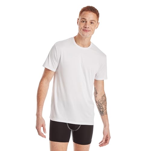 Hanes 3-Pack Men's All Day X-Temp | Breathable Mesh | Lightweight Stretch | Crewneck Undershirt (3-Pack/White - XL), X-Large, White/White/White3