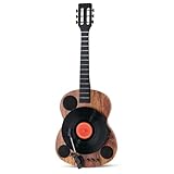 Eklectik Bluetooth Record Player, 3-Speed Vertical Wall-Mounted Turntable with Speakers, Unique Guitar-Shaped Vinyl Record Player, Home Stereo System, Bluetooth Transmitter and Wireless Receiver