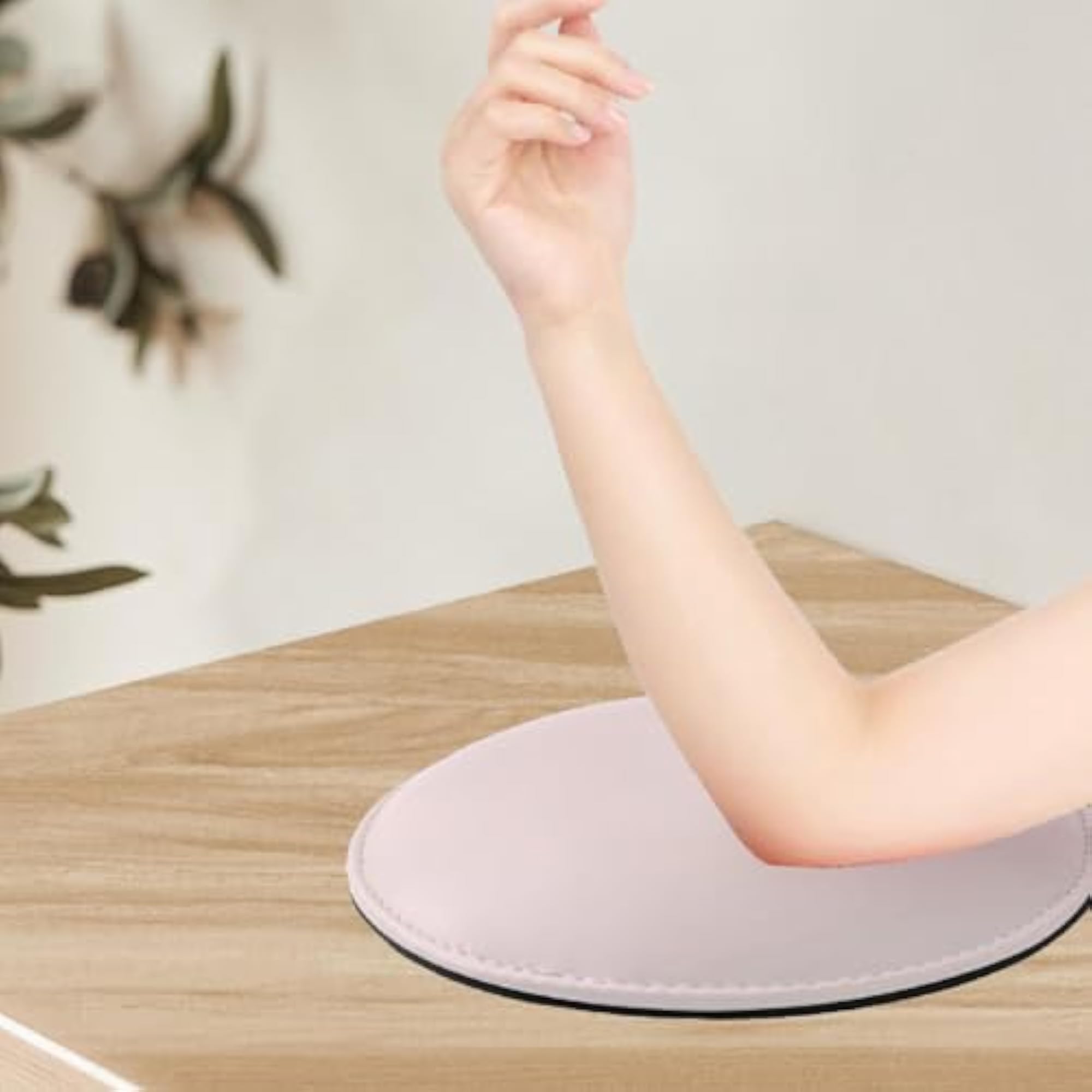 Elbow Hand Rest Non Slip Easy to Clean PU Leather Nail Support Round