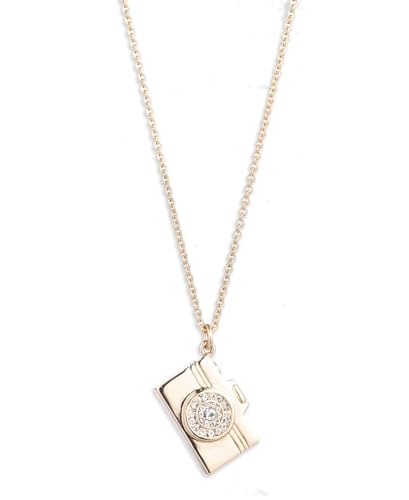 Emily in Paris Gold-plated Pavé Camera Pendant Necklace, 16