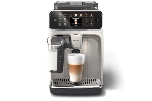 Philips 5500 Series Kaffeevollautomat – 20 Getränke, Modernes Farb-Touchdisplay, LatteGo-Milchsystem, SilentBrew-Technologie, 100% Keramikmahlwerk, QuickStart, 1,8L Wassertank, Weißchrom (EP5543/90) 4