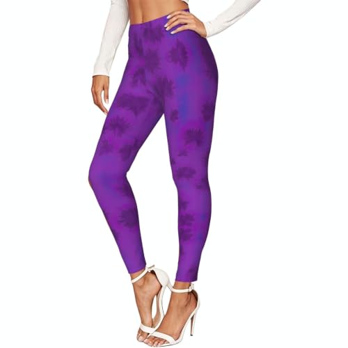 Leggings de compresión suaves y elásticos con estampado niebla púrpura para mujer
