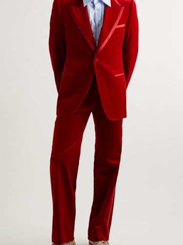 ORBITRAY Men's Velvet Wedding Suits Vintage 2 Piece Solid Colored Tailored Fit Single Breasted One-Buttons4