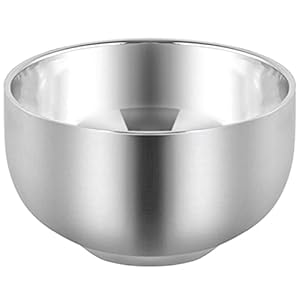 Akstore Men’s Durable Shave Soap Cup Stainless Steel Heat Insulation Smooth Shaving Mug Bowl (Medium)
