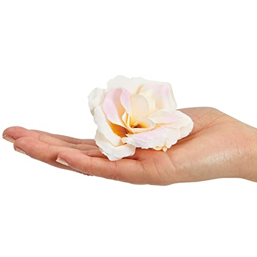 Image of Bright Creations Artificial Roses - 3-Inch Champagne, 50-Pack Stemless Silk Heads - Silk Roses for Wedding DIY Bouquets - Gold Flowers for Centerpieces & Home Decor