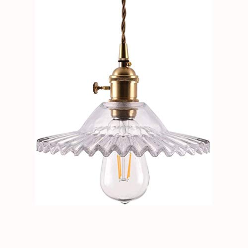 Plafonnier suspension laiton et verre vert de style industriel rétro E27 - 2