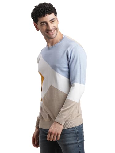 Pull en tricot multicolore homme sweat-shirt col rond chaud
