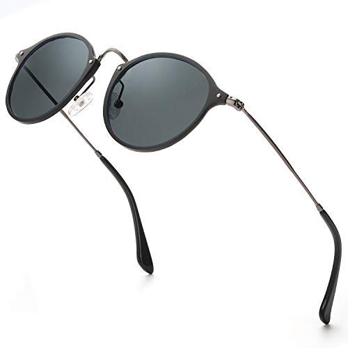 Round Metal Unisex Sunglasses Black Frame, Black Lens (Medium) Pack of 1-image-16