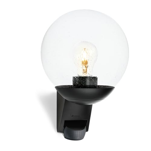 Steinel Luminaire extérieur L 595 S noir, détecteur de mouvement 180°, portée 10m, E27 max. 60 W, interrupteur crépusculaire, applique extérieure...