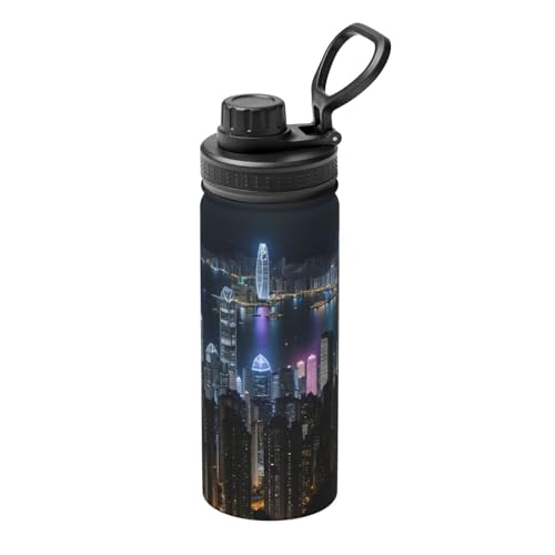 Aerial Night Of View Hong Kong Print Sports Insulated