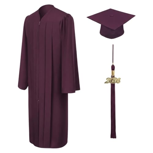 Image of CLERKMANS Unisex Matte Graduation Cap Gown Tassel Package, High School and University