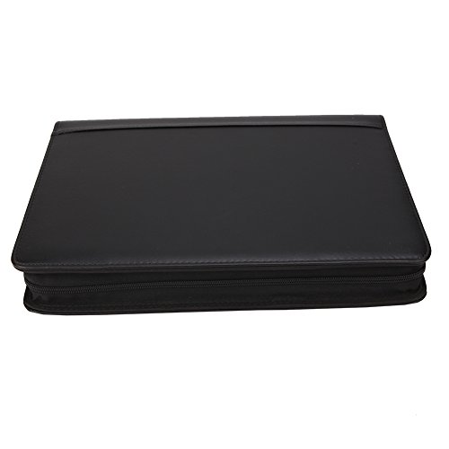Freeprint Zippered Portfolio Binder 3 Ring with Writing Pad Legal Size Letter - PU Leather Professional Padfolio Folder for Interview Business, Black