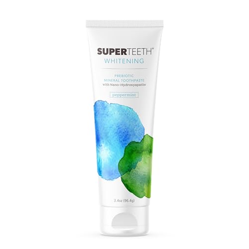 SuperTeeth Whitening Nano Hydroxyapatite Toothpaste Remineralizing Fluoride-Free Toothpaste with Xylitol Freshens Breath Adults & Kids Mint Flavored