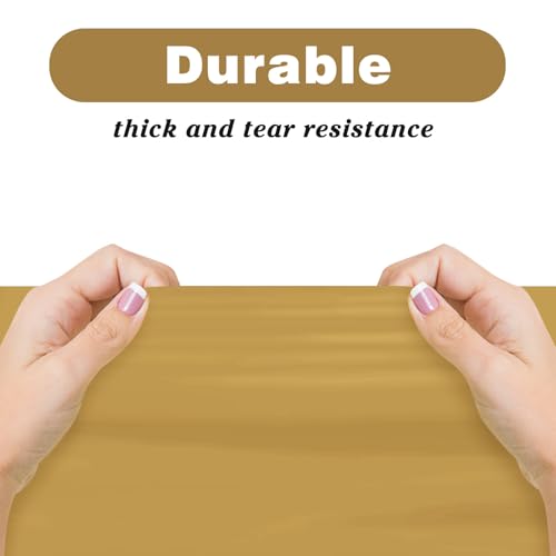 Image of Kopokita 2 Pack Gold Plastic Tablecloths Disposable 54 x 108 Inch