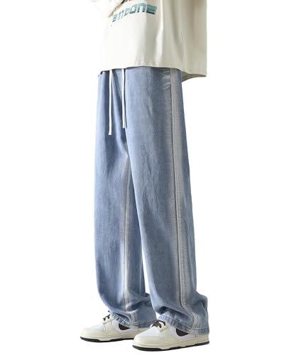 PRIJOUHE Mens Baggy Jeans Relaxed Fit Elastic Waist Distressed Cargo Denim Pants Trousers